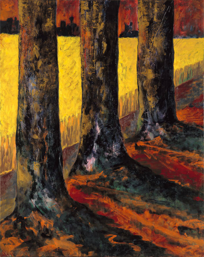 Bernd Zimmer | Im Schutz der Bäume, 1985 | Öl/Leinwand | 200 × 160 cm | WVZ 557