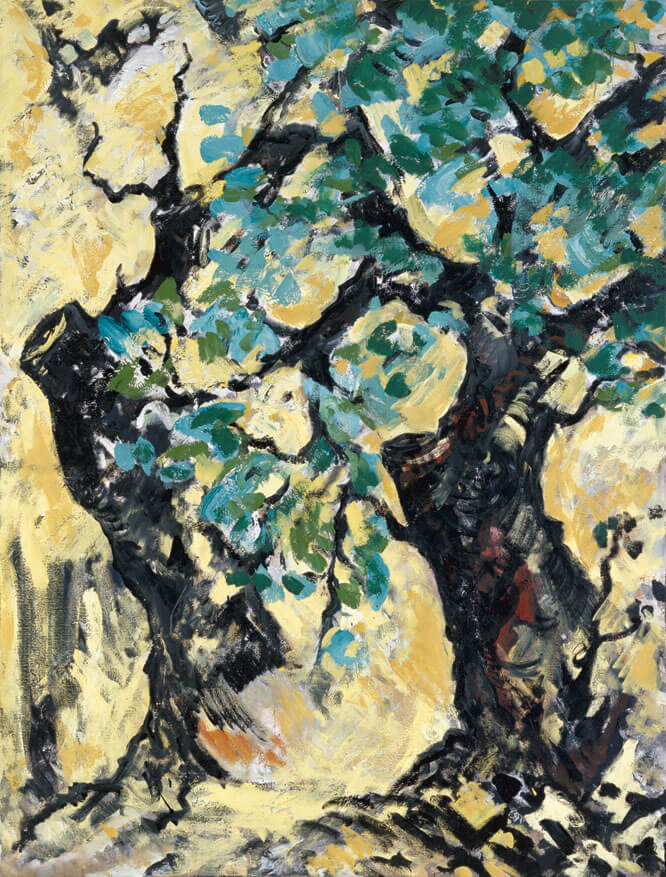 Bernd Zimmer | Verschneite Bäume, 1986 | Dispersion, Öl/Leinwand | 210 × 160 cm | WVZ 574
