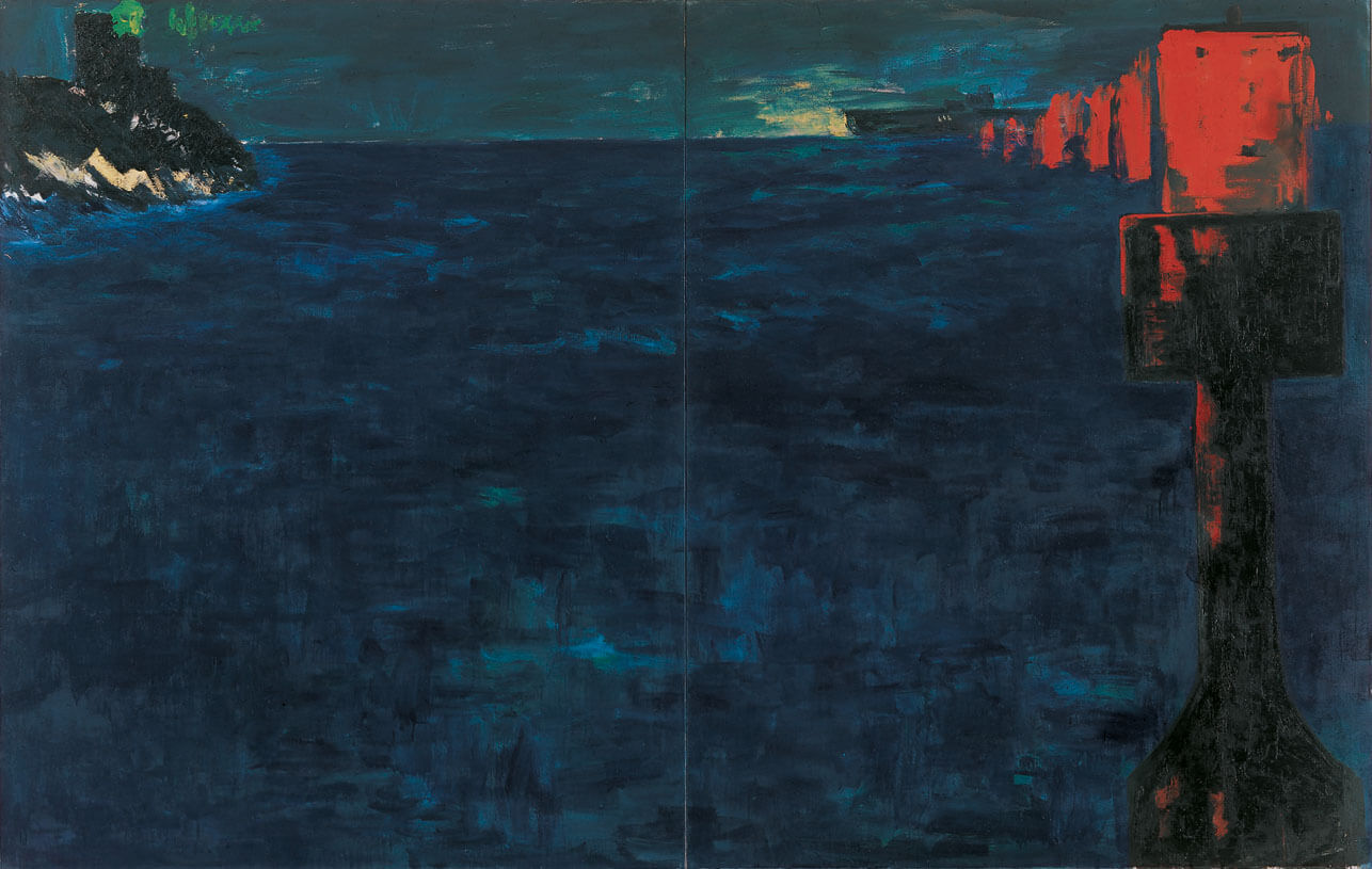 Amalfi. Hafeneinfahrt, 1986 | Acryl, Öl/Leinwand | 230 × 360 cm, 2-teilig | WVZ 611
