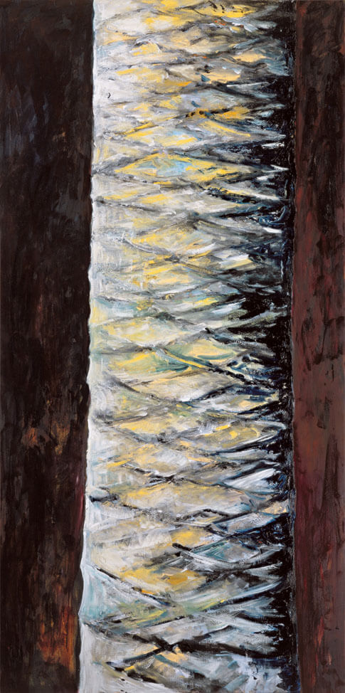 Bernd Zimmer | Stamm. Palme, 1987 | Öl auf Holz | 220 × 110 cm | WVZ 624
