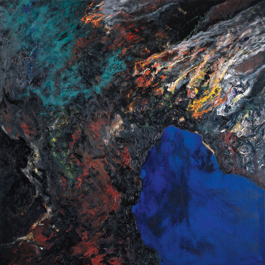 Bernd Zimmer | Nr. 63 (R./Feuer/Wasser), 1988 | Acryl, Öl/Leinwand | 230 × 230 cm | WVZ 733