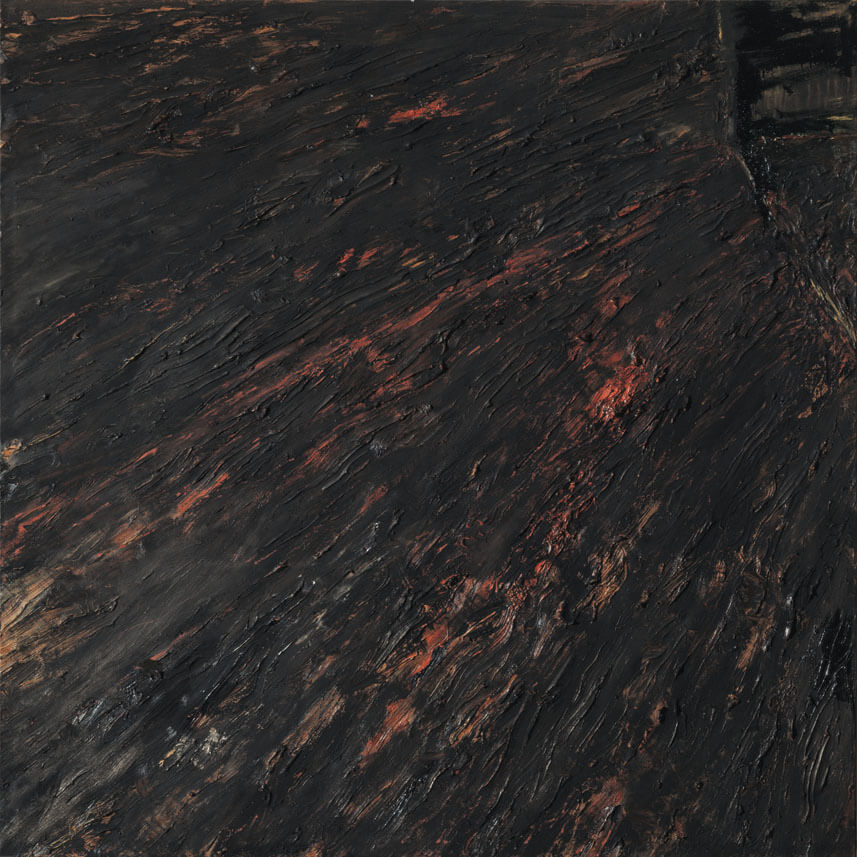 Bernd Zimmer | Nr. 110 (Verbranntes Feld), 1989 | Acryl, Öl/Leinwand | 230 × 230 cm | WVZ 780