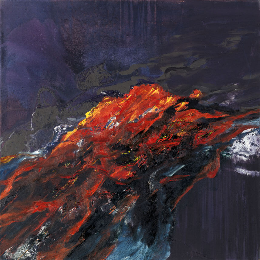 Bernd Zimmer | Nr. 139 (Feuer. Brennendes Ölfeld 2), 1990 | Dispersion, Öl/Leinwand | 120 × 120 cm | WVZ 809