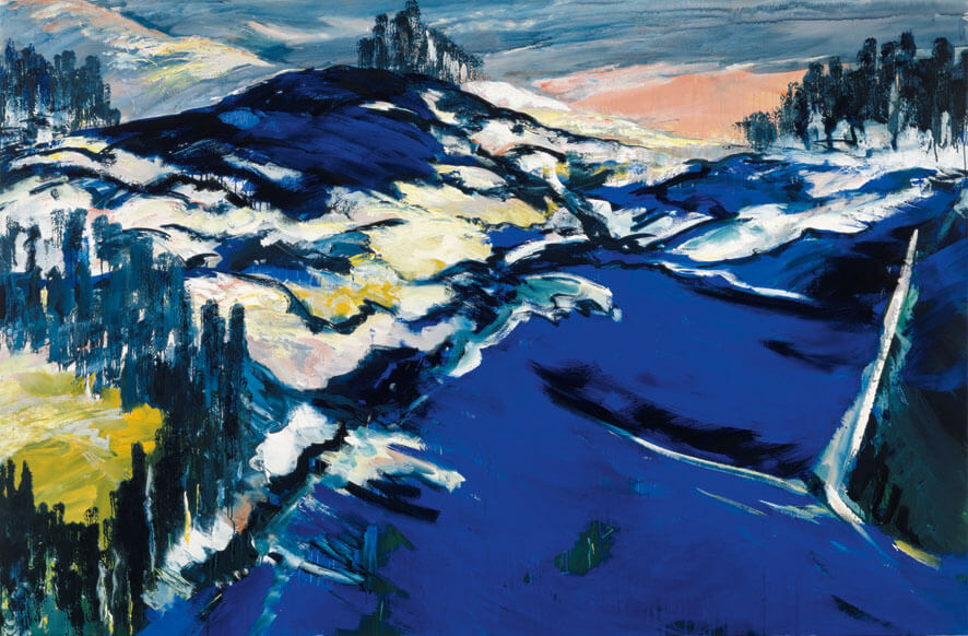 Polling. Nach Westen. Schnee, 1990 | Acryl/Leinwand | 170 × 260 cm | WVZ 826