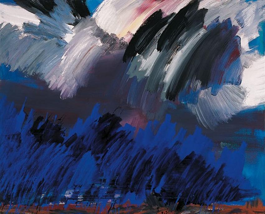 Mai. Regenfront (Himmelbilder), 1991 | Acryl/Leinwand | 130 × 160 cm | WVZ 914