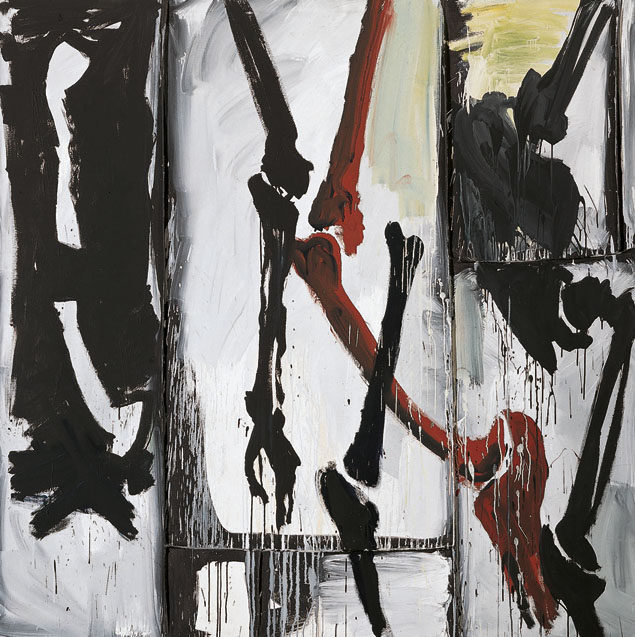 1991, Rückkehr der Barbaren (Knochen), 1991 | Acryl/Leinwand | 210 × 210 cm | WVZ 979