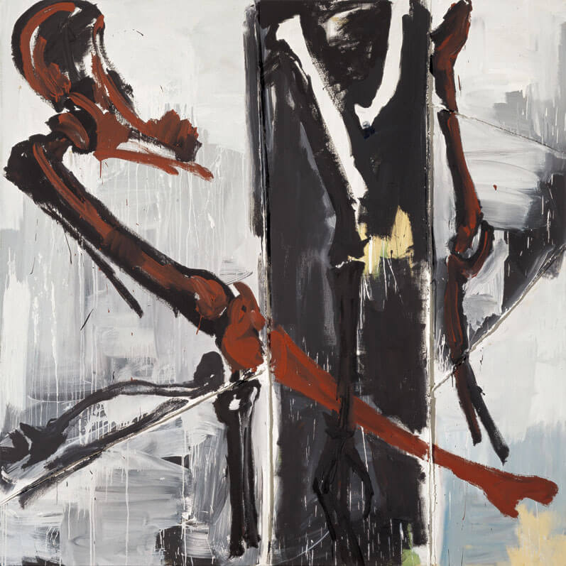 Bernd Zimmer | 1991, Schatten I (Knochen), 1991 | Acryl/Leinwand | 230 × 230 cm | WVZ 981