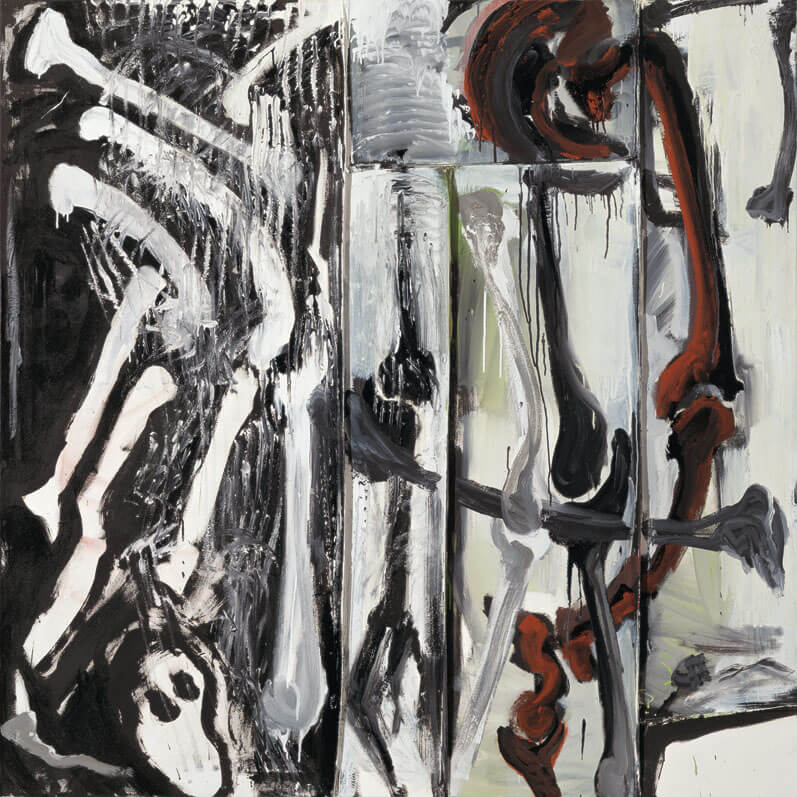 Bernd Zimmer | 1991, Gebein (Knochen), 1991 | Acryl, Lack/Leinwand | 180 × 180 cm | WVZ 983