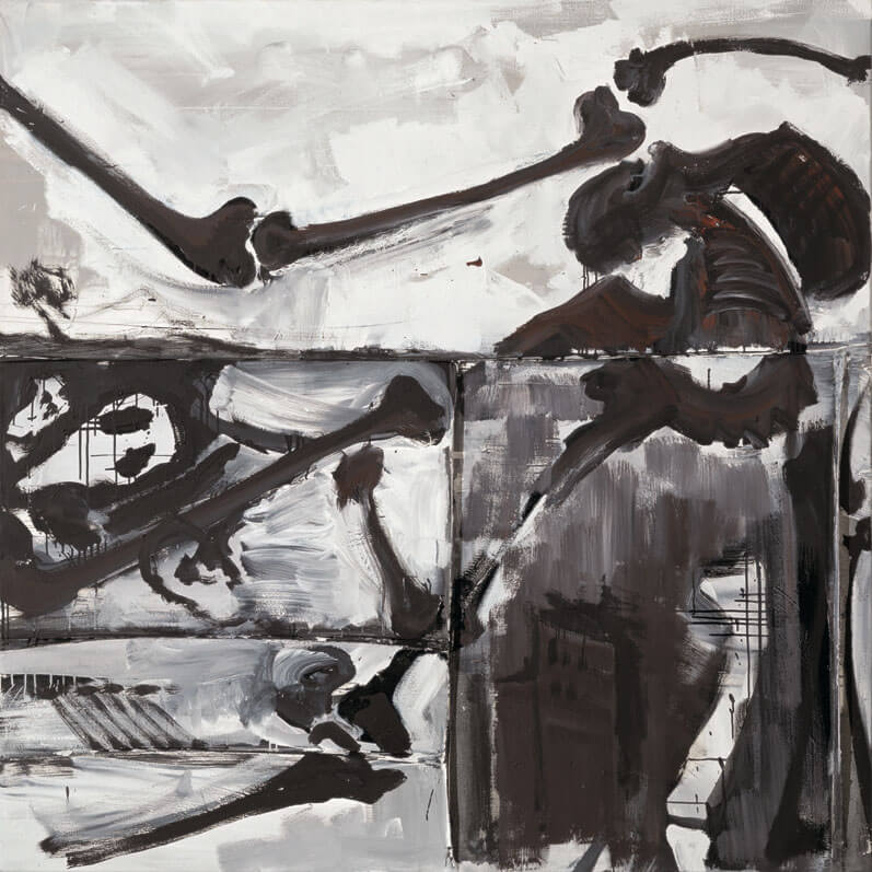 1991, Unsterblich-Wertlos (Knochen), 1991/92 | Acryl, Lack/Leinwand | 180 × 180 cm | WVZ 991
