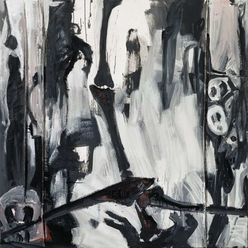1991, Eingriff (Knochen), 1992 | Acryl, Lack/Leinwand | 160 × 160 cm | WVZ 998