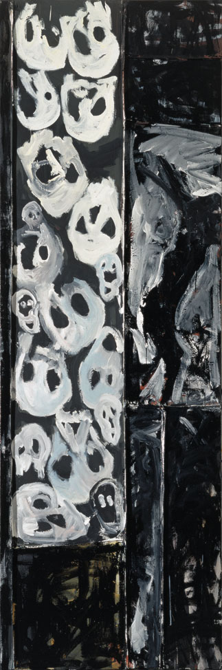 Bernd Zimmer | 1991, Schacht (Knochen), 1992 | Acryl, Lack/Leinwand | 300 × 100 cm | WVZ 999