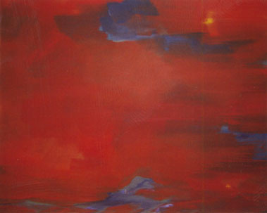 Bernd Zimmer | Verschwindende Landschaft (Fading. Rot), 1993 | Acryl/Leinwand | 160 × 200 cm | WVZ 1107