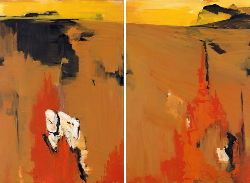 Bernd Zimmer | ERDSCHNITT. Sahara. Jebel, 1994 | Acryl/Leinwand | 200 × 270 cm, 2-teilig | WVZ 1190
