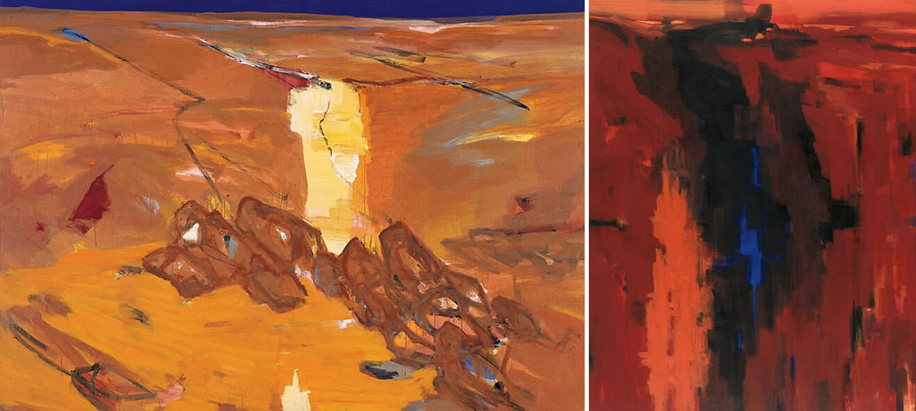 Bernd Zimmer | Aufwerfung. Sahara. ERDSCHNITT, 1993/95 | Acryl/Leinwand | 240 × 530 cm, 2-teilig | WVZ 1217