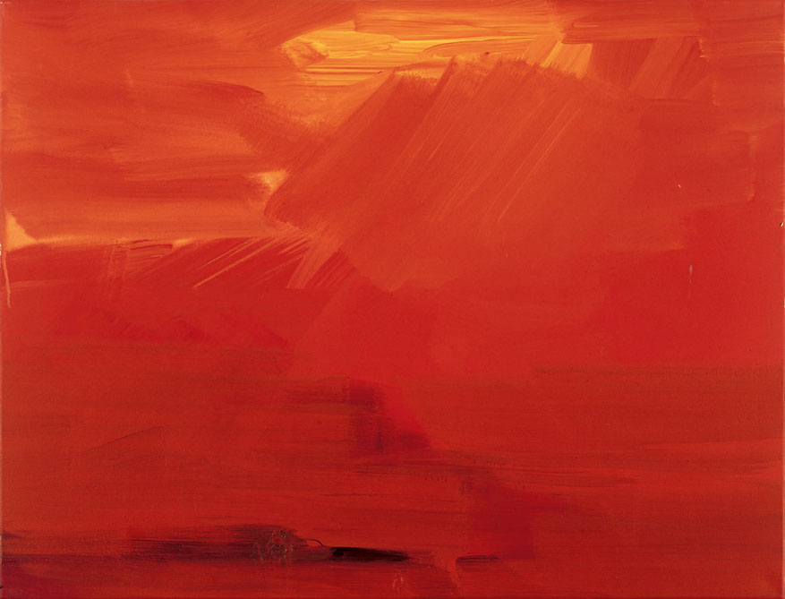 Bernd Zimmer | Verhüllt (Rot), 1995 | Acryl/Leinwand | 85 × 110 cm | WVZ 1246