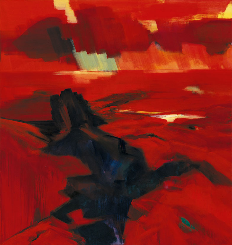Bernd Zimmer | Erde. Feuer. Wasser (Nuku Hiva), 1996 | Acryl/Leinwand | 207 × 194 cm | WVZ 1323
