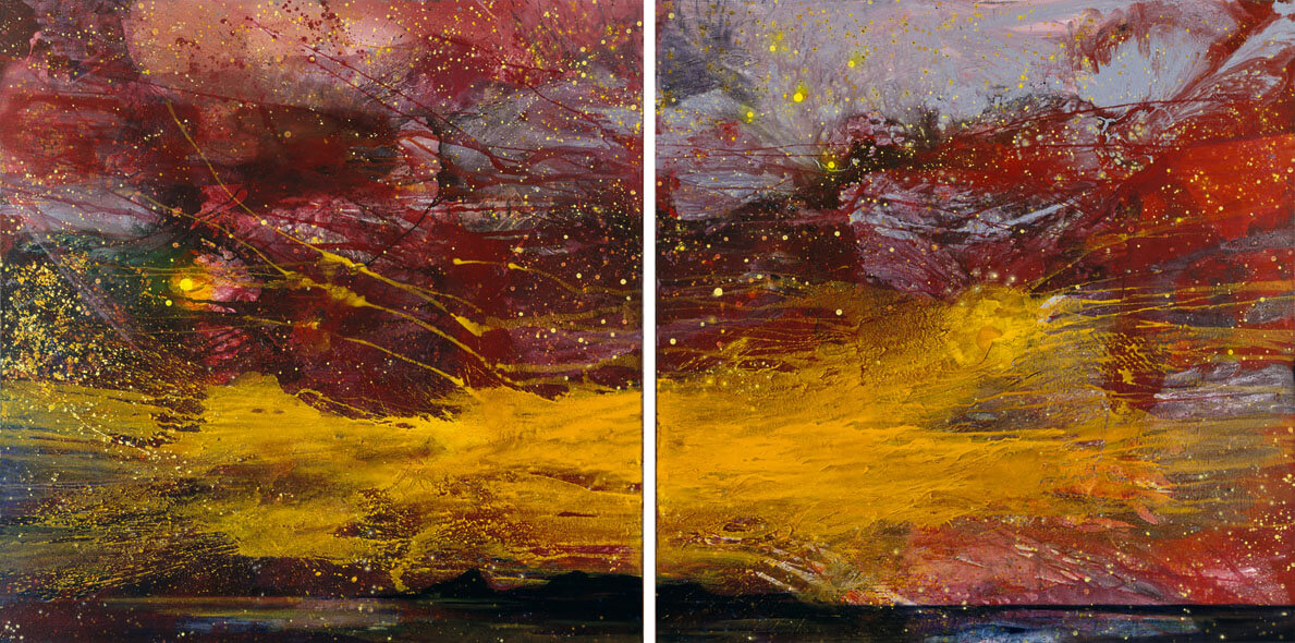 Bernd Zimmer | Unendlicher Beginn. Chromwolke, 2007 | Acryl, Öl, Pastell/Leinwand | 230 × 460 cm, 2-teilig | WVZ 1990