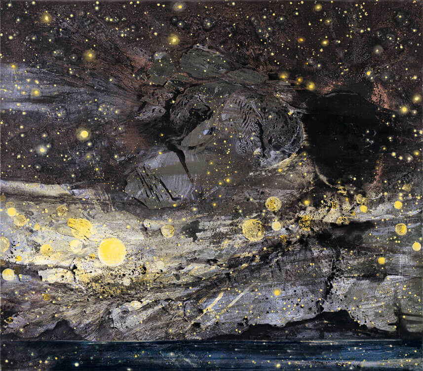 Bernd Zimmer | Anfang … Ende. Planeten, 2006/07 | Acryl, Öl, Pastell/Leinwand | 175 × 200 cm | WVZ 2000