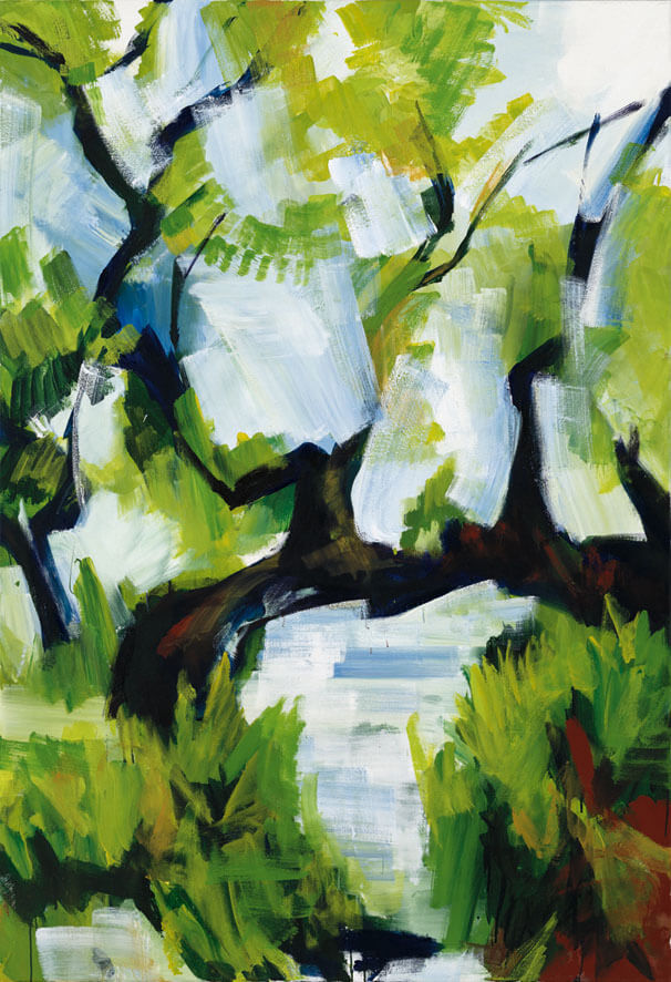 Bernd Zimmer | Bach. Überhängender Baum I, 2008 | Acryl/Leinwand | 190 × 130 cm | WVZ 2021