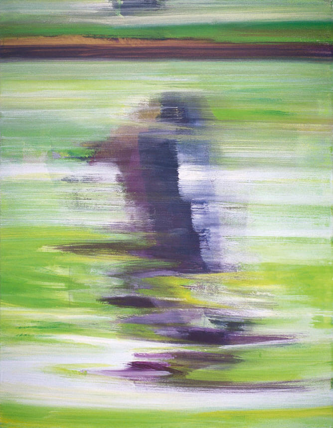 Bernd Zimmer | Grünes Wasser stützt den Baum I, 2008 | Acryl/Leinwand | 120 × 90 cm | WVZ 2046