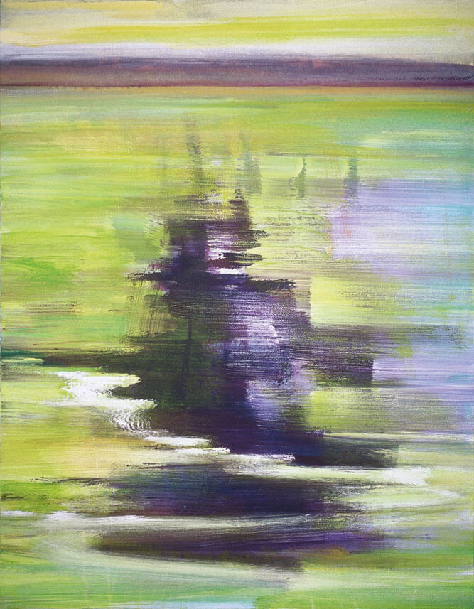 Bernd Zimmer | Grünes Wasser stützt den Baum II, 2008 | Acryl/Leinwand | 120 × 90 cm | WVZ 2047