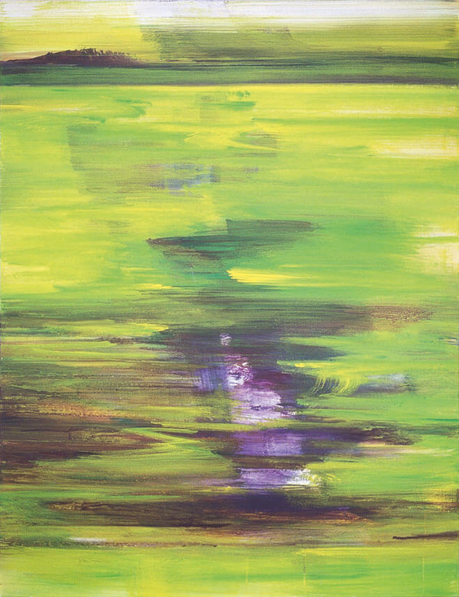 Bernd Zimmer | Grünes Wasser stützt den Baum III, 2008 | Acryl/Leinwand | 120 × 90 cm | WVZ 2048
