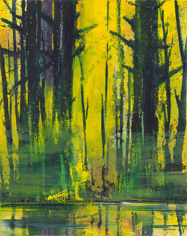 Bernd Zimmer | Reflexion über Waldspiegelsee, 2012/14 | Acryl/Leinwand | 95 x 75 cm | WVZ 2441