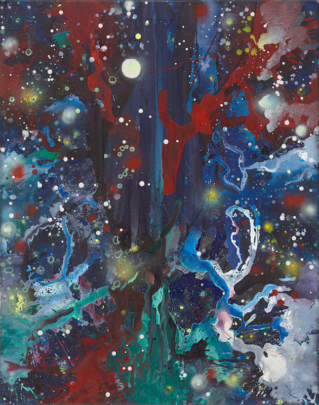 Bernd Zimmer | Das geheime Leben der Sterne über Cosmos 12, 2002/18 | Acryl/Öl/Leinwand | 106 x 083 cm | WVZ 2664