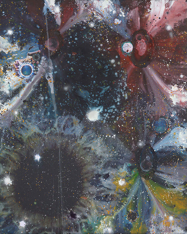 Bernd Zimmer | 8 Planeten. Exoplanets. Über Iris, 2019 | Acryl/Digitaldruck über Leinwand | 200 x 160 cm | WVZ 2731