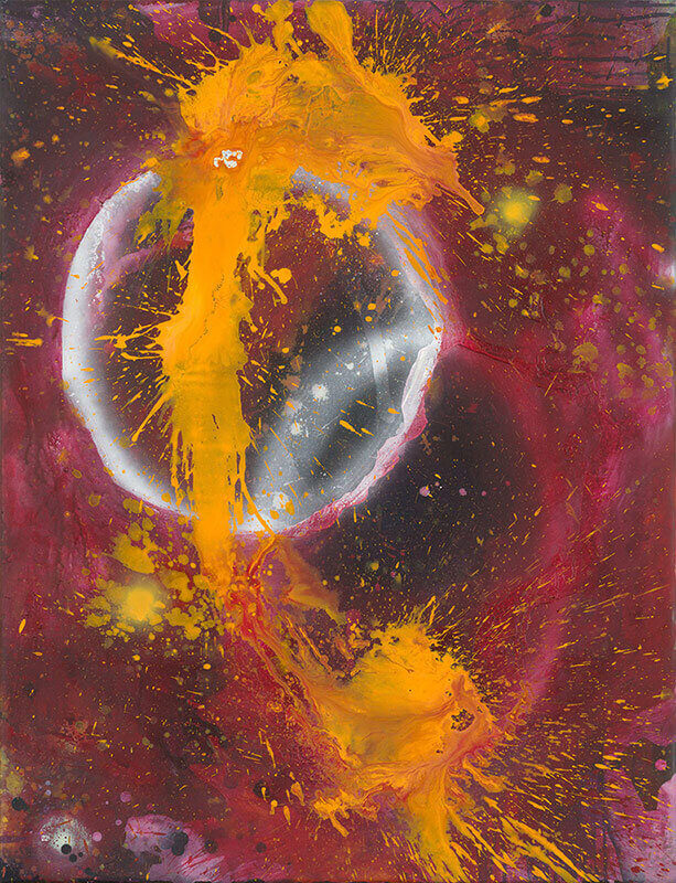 Bernd Zimmer | Exoplanet über Iris, 2019 | Acryl/Leinwand | 98 x 75 cm | WVZ 2734