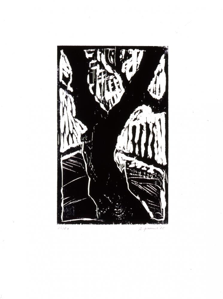 Bernd Zimmer | Baum (Blatt 3 der Folge „LICHTSPLITTER“), 1985 | 64,5 x 48,0 cm | 27 Exemplare | WVZ 003