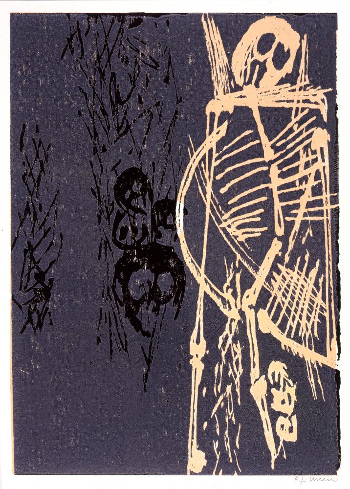 Bernd Zimmer | Blatt 5 der Folge „1991/92: ABGRUND (Pollinger Totentanz)“, 1992 | 85,0 x 62,0 cm | 9 Exemplare | WVZ 064