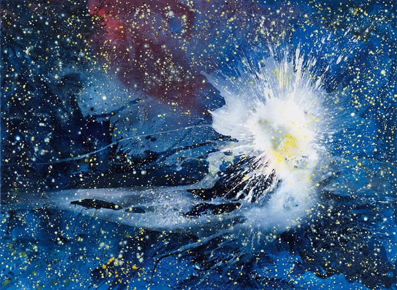 Riesenstern – bipolar. Z-88, 2001 | Acryl, Öl, Pastell/Leinwand | 190 × 260 cm | WVZ 1726