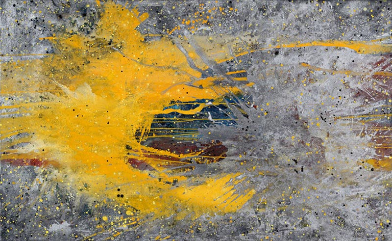 Bipolar – Sterngeburt. Z-91, 2001 | Acryl, Aluminium, Öl/Leinwand | 135 × 220 cm | WVZ 1728
