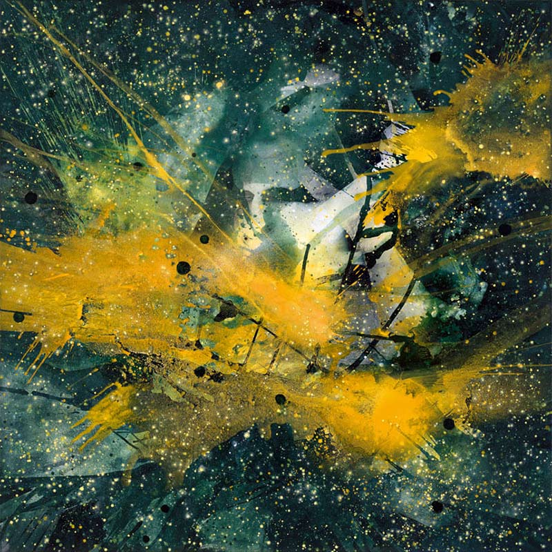 Explosion. Monde der Waage, 2004 | Acryl, Öl, Pastell/Leinwand | 230 × 230 cm | WVZ 1791