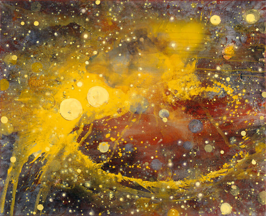 Planeten. Deepspace. Nähe, 2005 | Acryl, Metall, Öl, Pastell/Leinwand | 130 × 160 cm | WVZ 1800