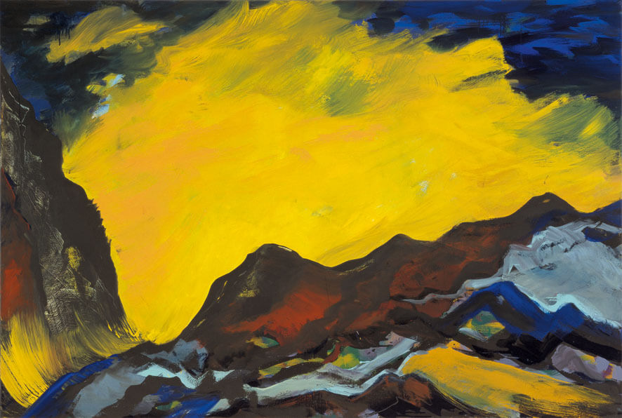 Paß. Übergang, 1980 | Dispersion, Leimfarbe/Leinwand | 135 × 200 cm | WVZ 168