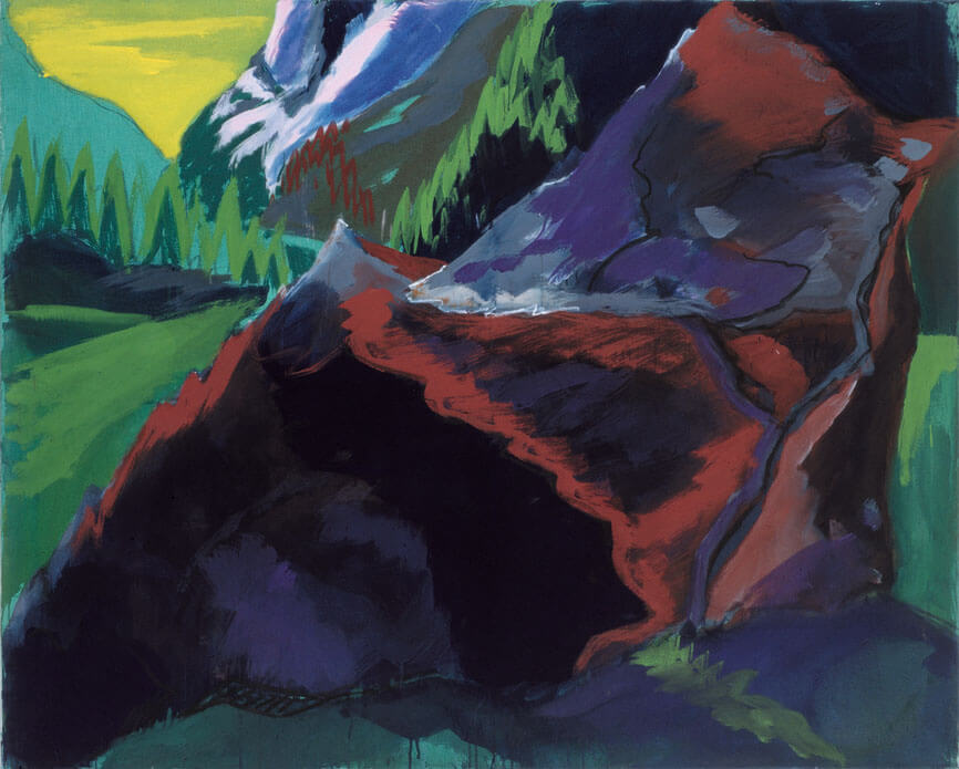 Zwieselstein, 1980 | Dispersion, Pastell/Leinwand | 160 × 200 cm | WVZ 173