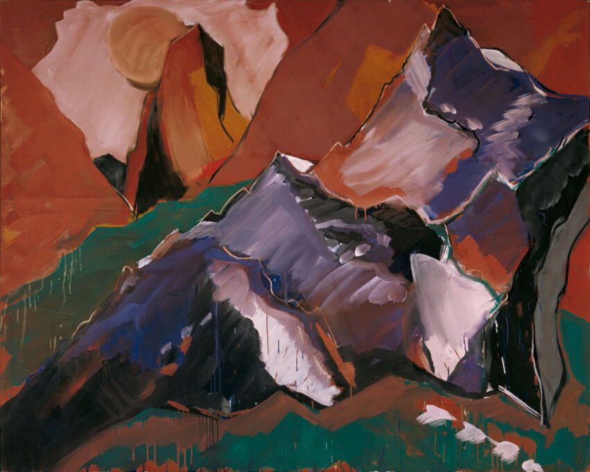 Zwieselstein (nachmittags), 1980 | Dispersion, Pastell/Leinwand | 160 × 200 cm | WVZ 179