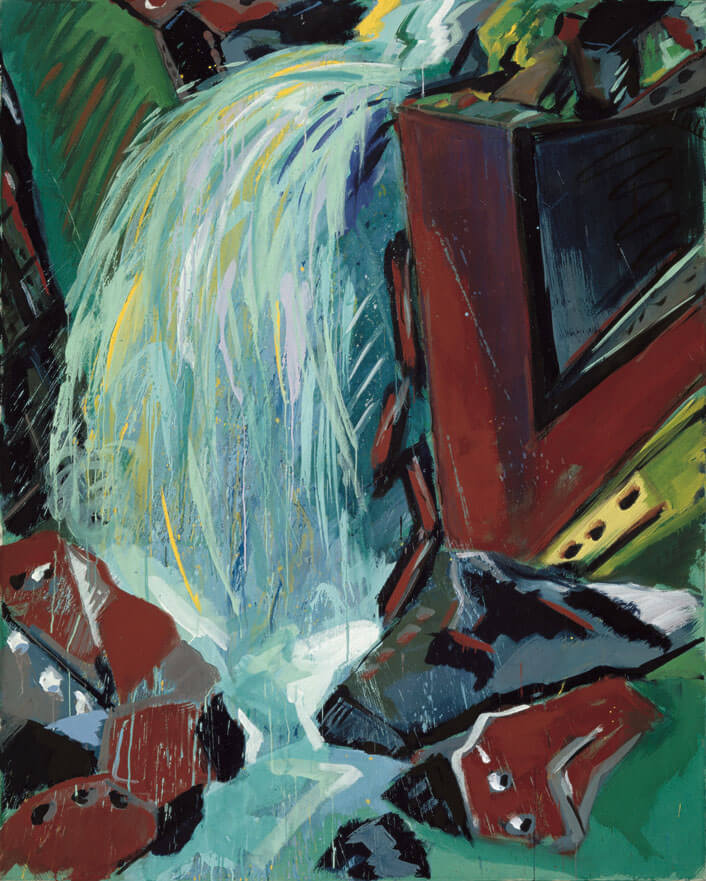 Wasserfall I, 1980 | Dispersion, Kreide, Leimfarbe/Leinwand | 200 × 160 cm | WVZ 181