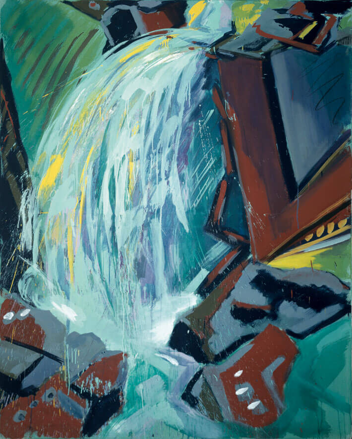 Wasserfall II, 1980 | Dispersion, Kreide, Leimfarbe/Leinwand | 200 × 160 cm | WVZ 182