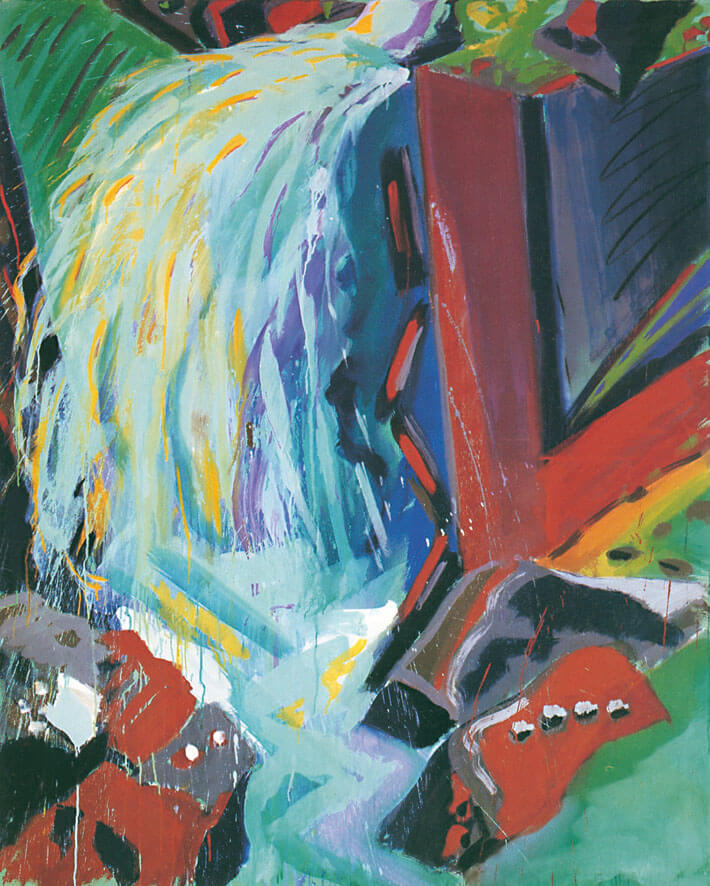 Wasserfall III, 1980 | Dispersion, Kreide, Leimfarbe/Leinwand | 200 × 160 cm | WVZ 183